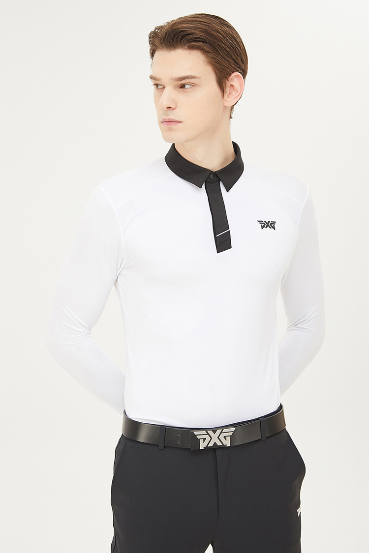 SUMMER PERFORATED COOL SLEEVE COLLAR LONG SLEEVE T-SHIRT
